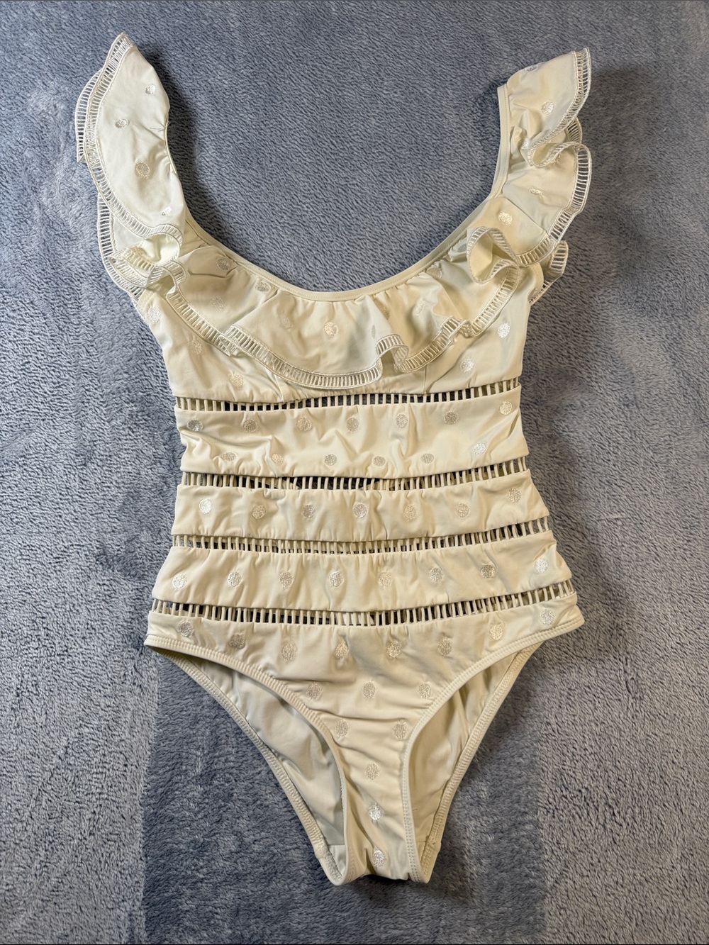 Zimmermann Cream Eyelet Ruffle One-Piece Swimsuit #3152
